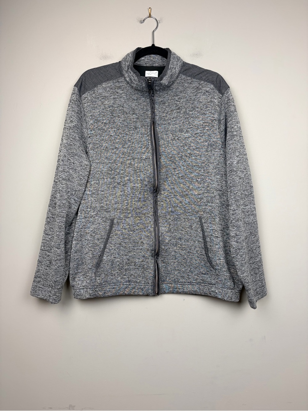 Greg Norman Mens Large Gray Heather Full Zip Fleece Jacket Golf Performance